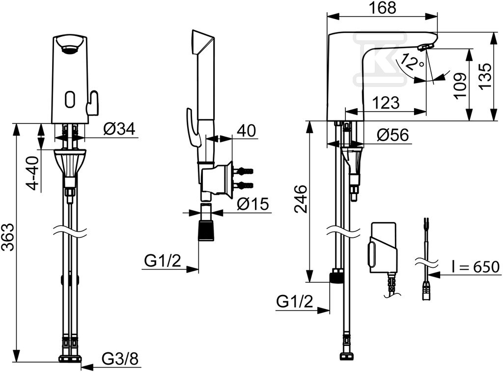 Bateria umywalkowa Electra 3 V, - 9262FZ